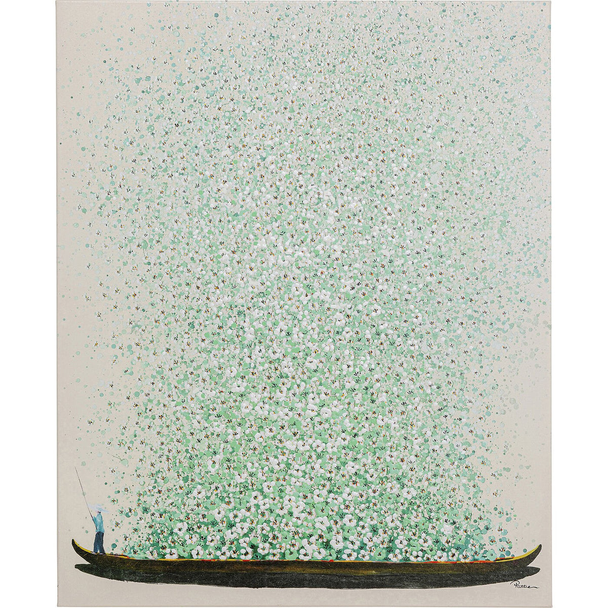 Kare Design Schilderij Flower Boat 80x100cm beige en groen