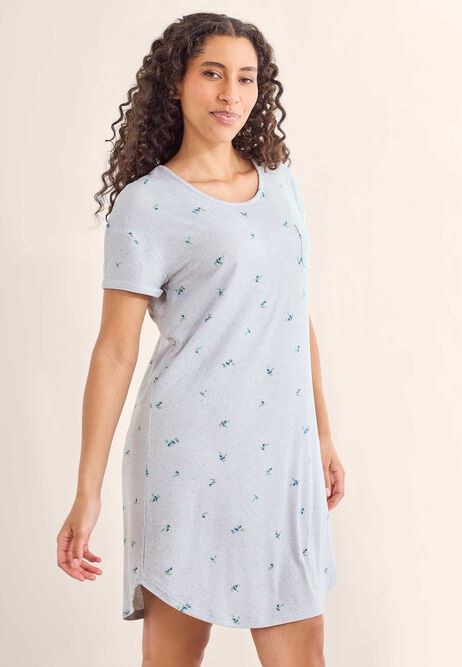 Womens Grey Ditsy Print Soft Touch Nightdress