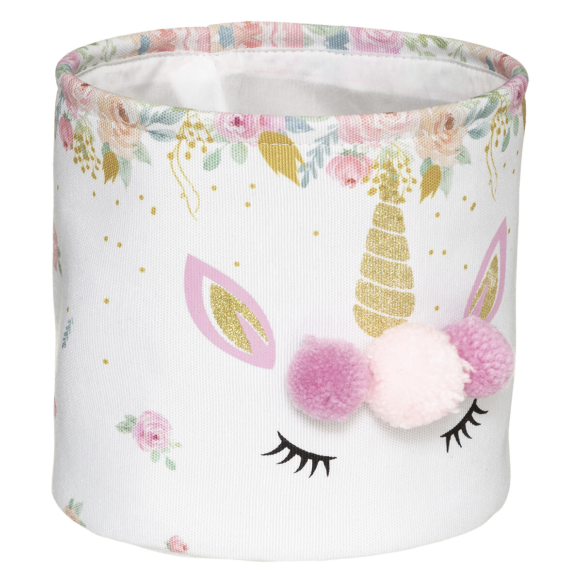 Cesto de unicórnio branco e rosa 20x22cm