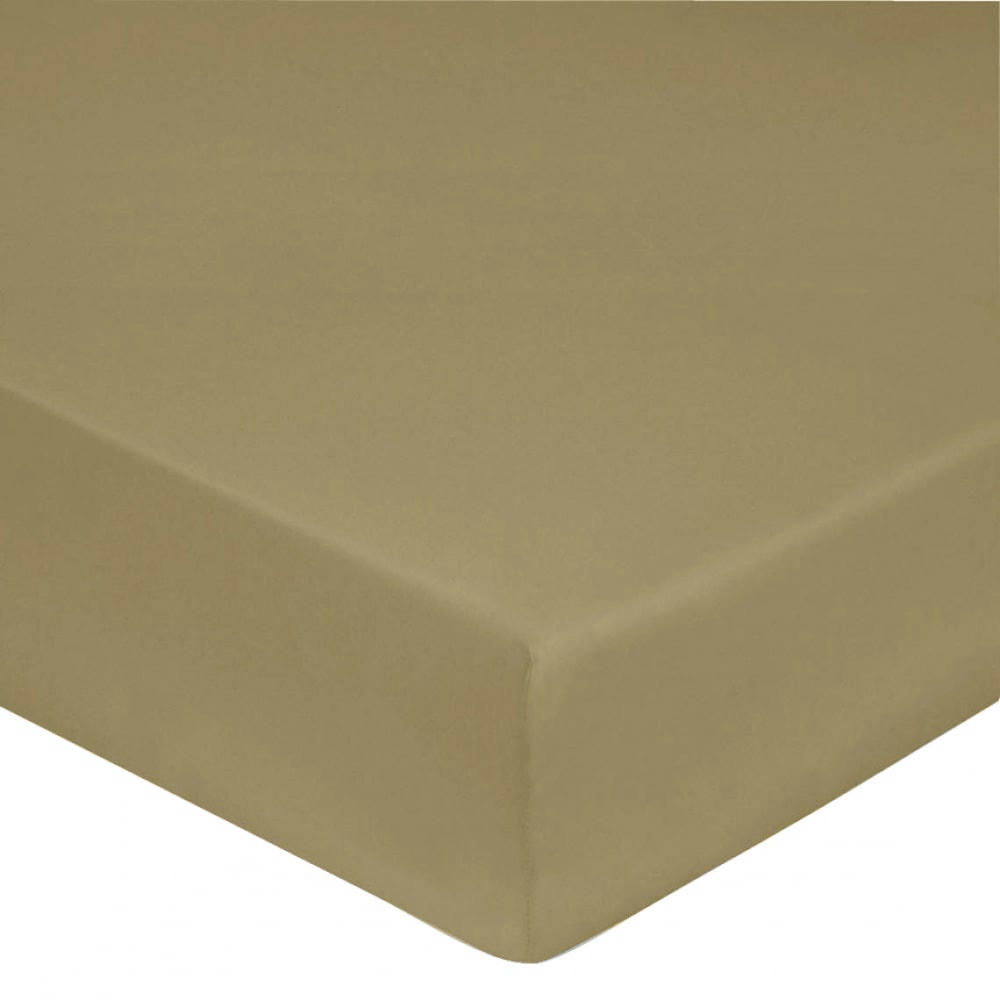 GAMME UNIS SATIN - Drap housse satin de coton 90x190 cm beige