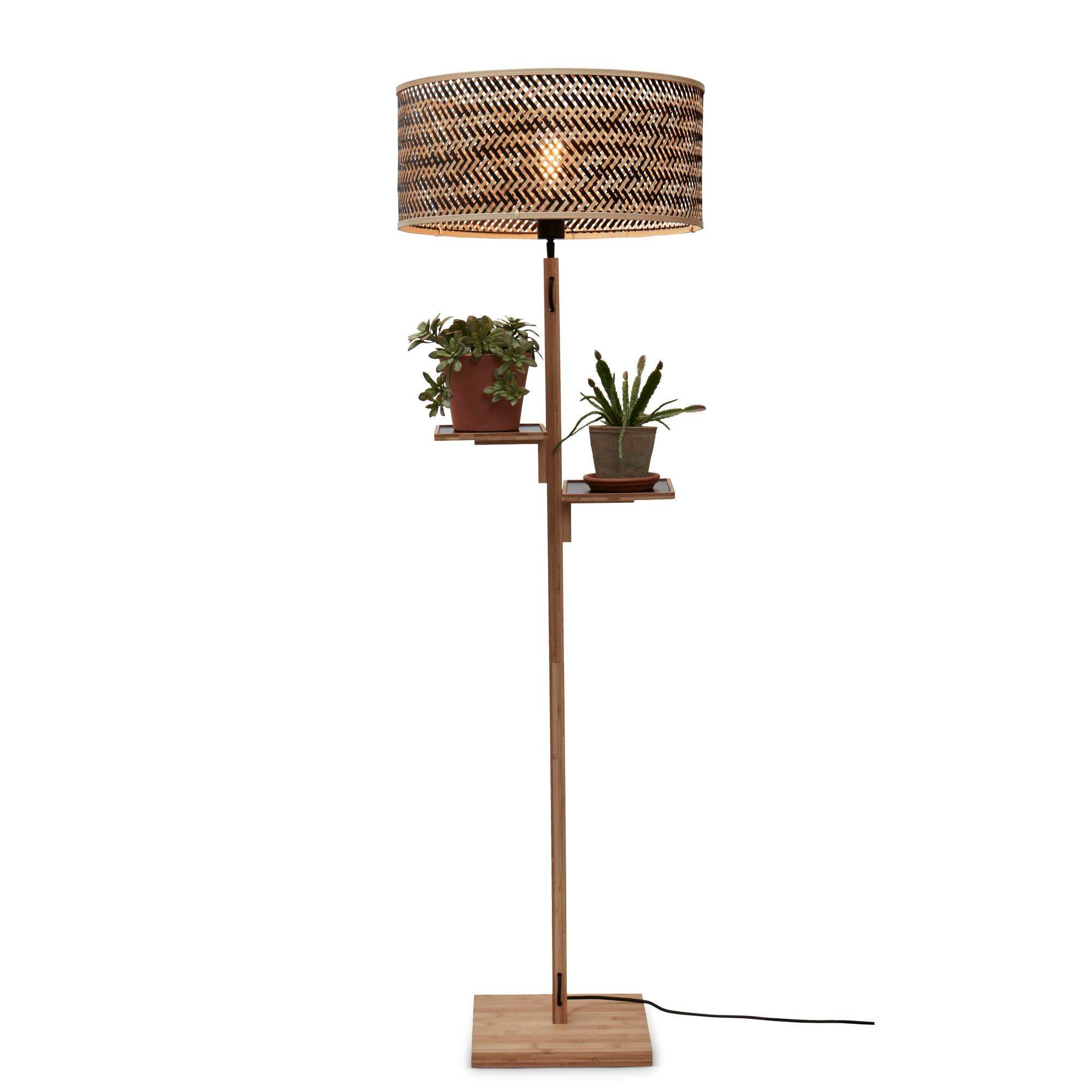 GOOD&MOJO vloerlamp Java - bruin - Ø50cm