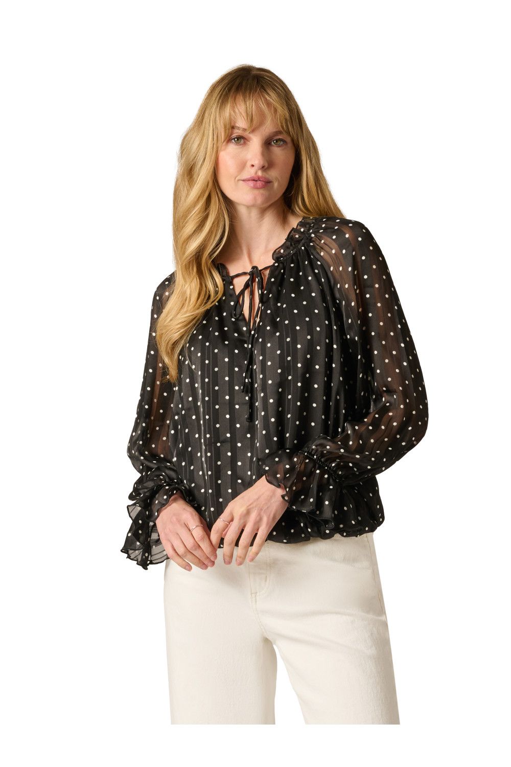 Adrianna Papell Printed Ruffle Tie Blouse