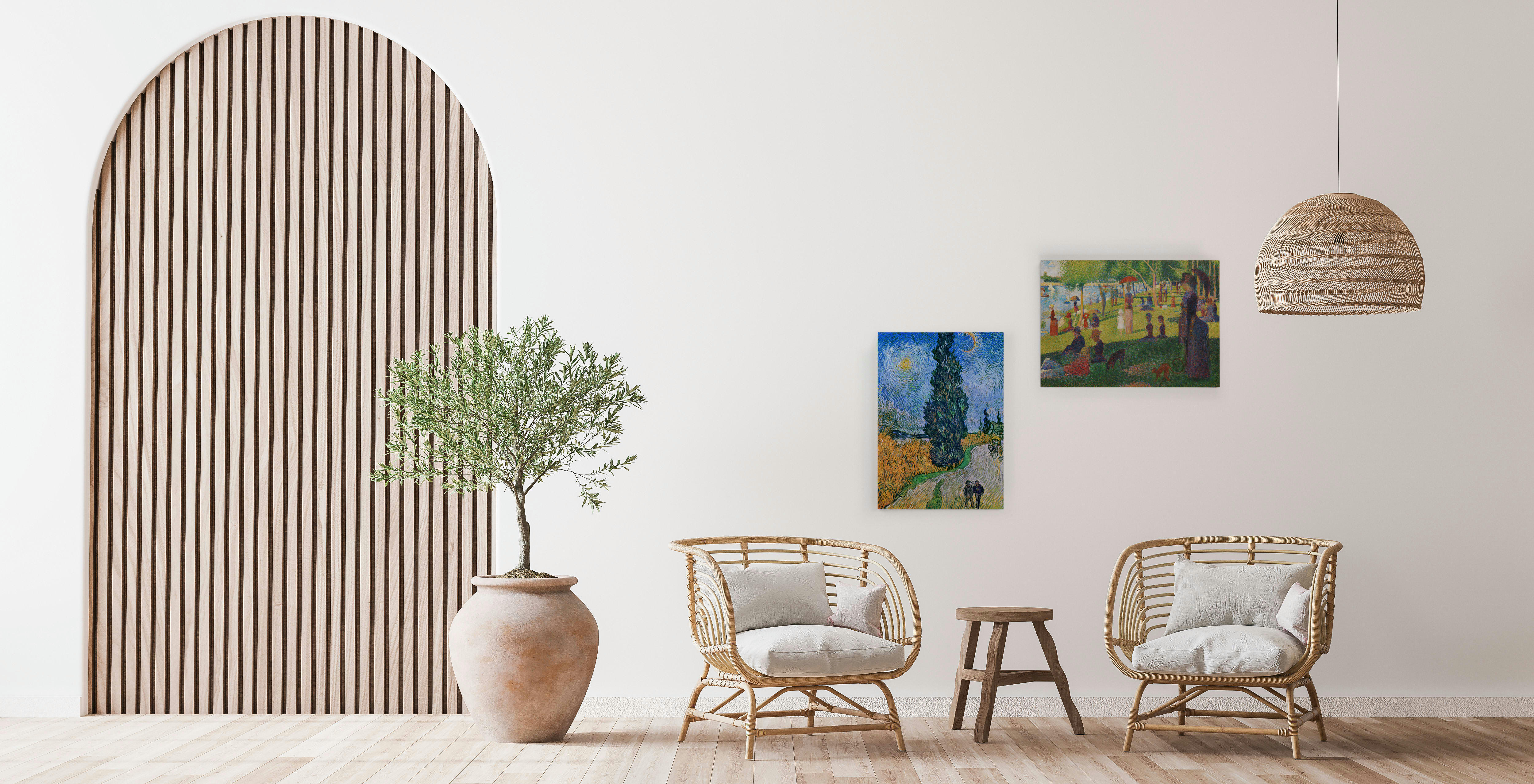 CYPRESS AND STARS - Peinture sur toile 60x40 imprimé HD Cyprès et étoiles