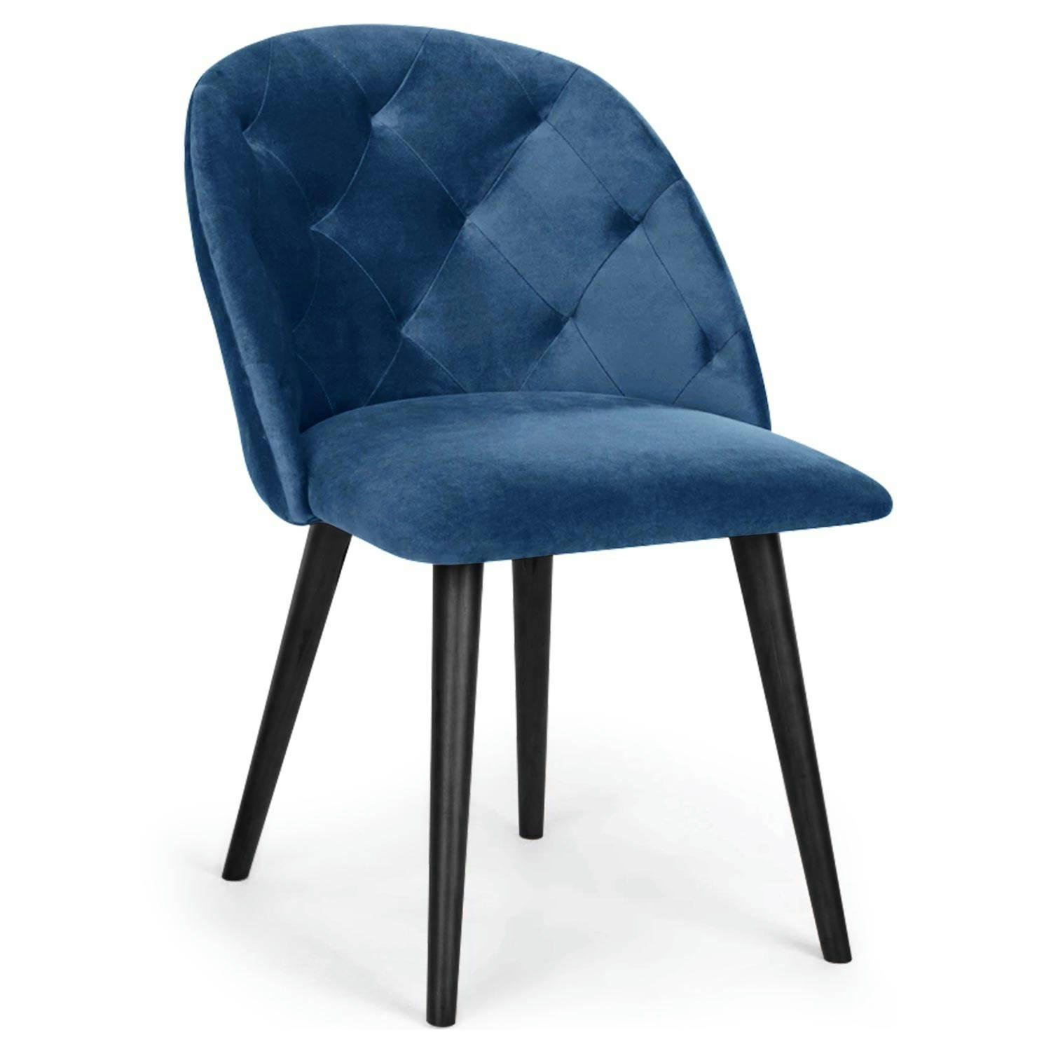 HONOR - Chaise velours bleu
