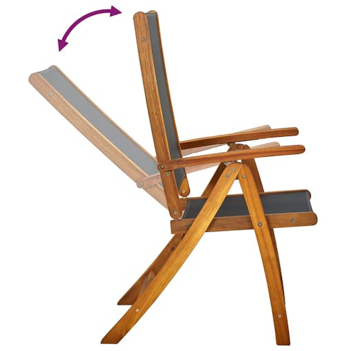 NNEVL Folding Garden Chairs 8 pcs Solid Wood Acacia and Textilene