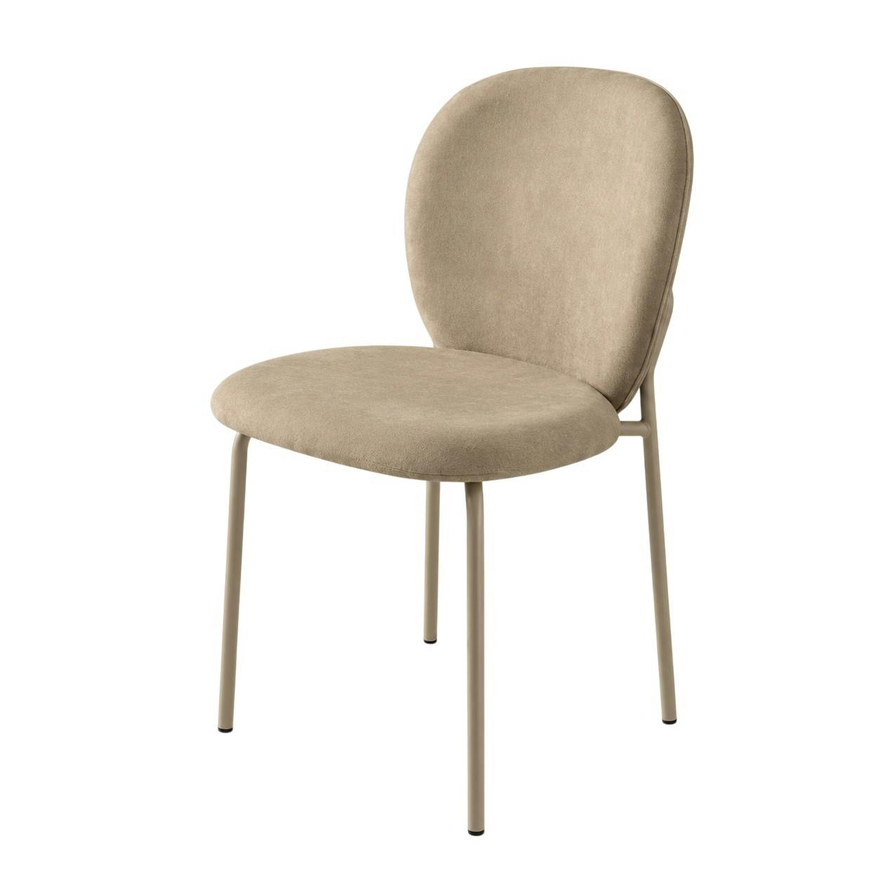 Chaise tissu taupe design arrondi (lot de 2) LORA