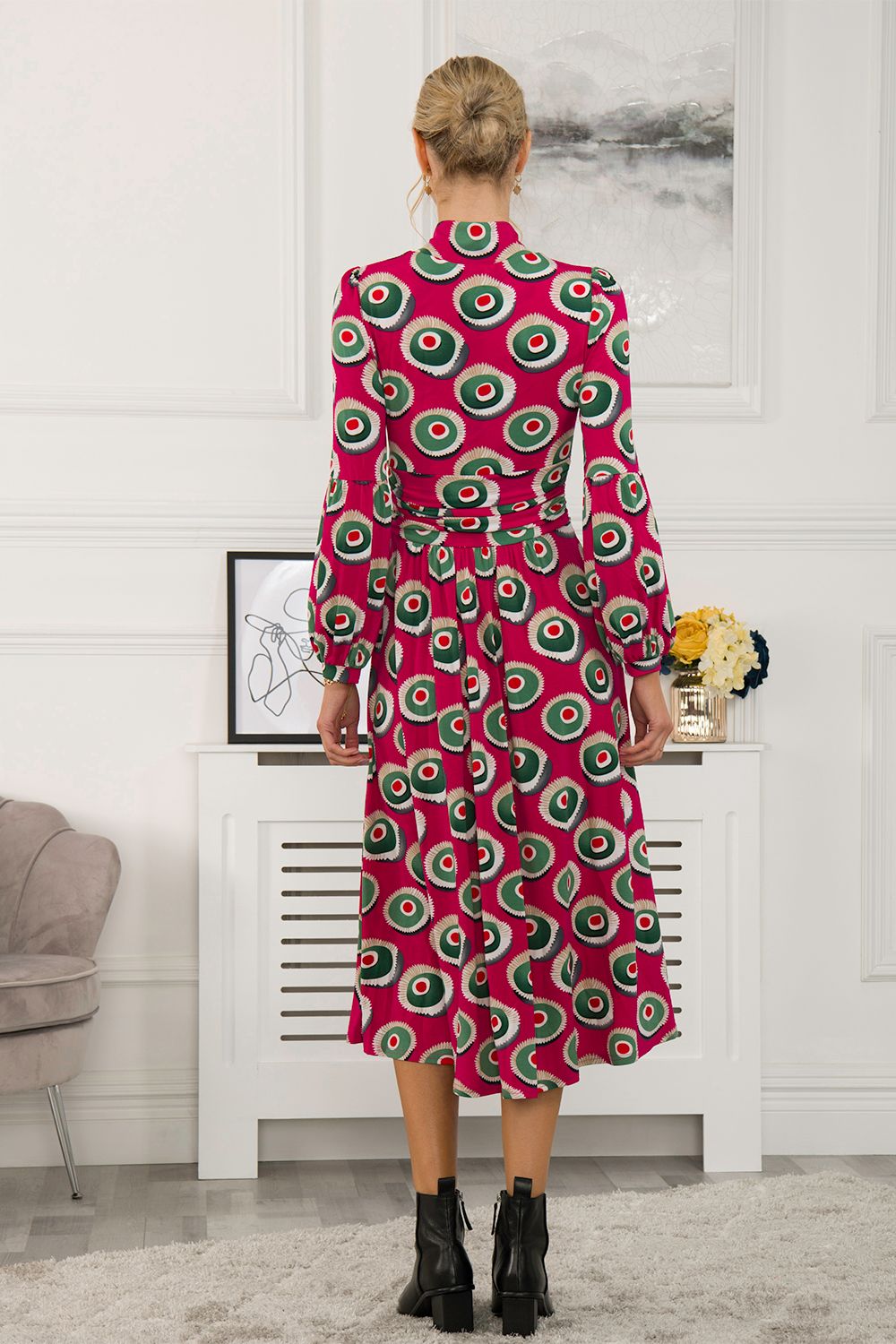 Jolie Moi Printed Turtleneck Midi Dress