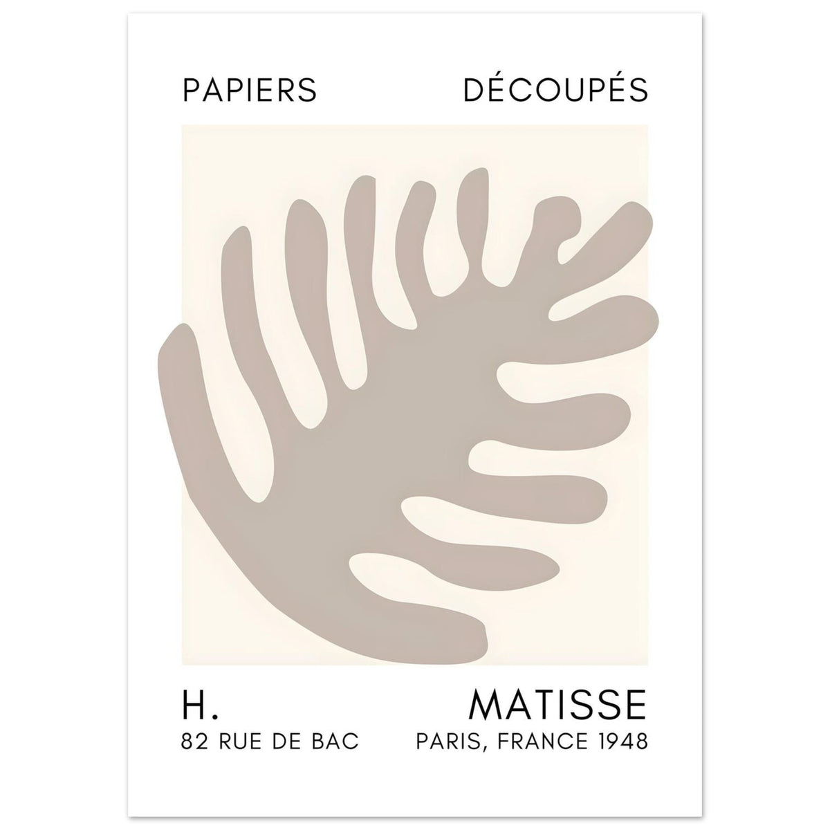 Artfulprints Poster Matisse – Coral bloom grey  - 50x70 cm - Grijs