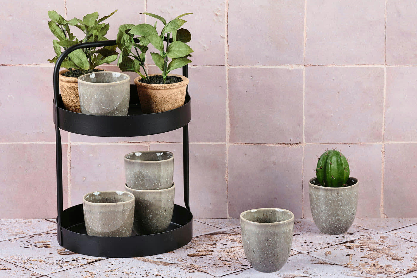 REACTIV - Lot de 6 tasses en grès gris D7.5