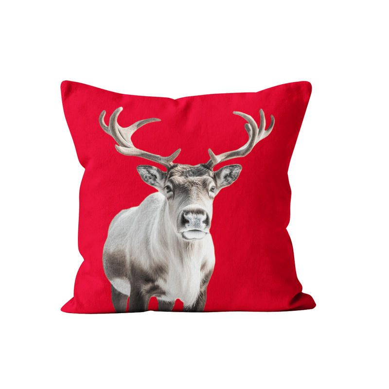 - Coussin déco noel renne velours orange rouille 40x40cm