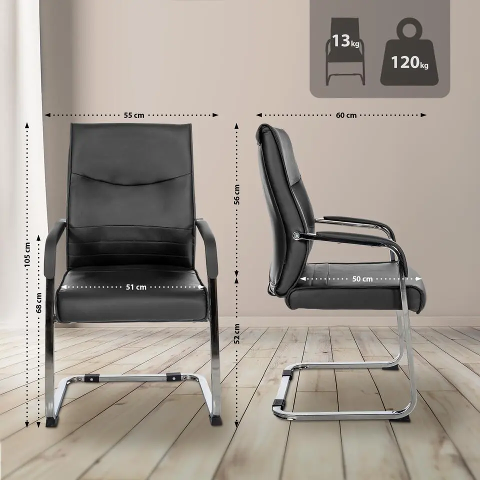 CLP Set van 2 Eetkamerstoel Hobart Kunstleer - zwart