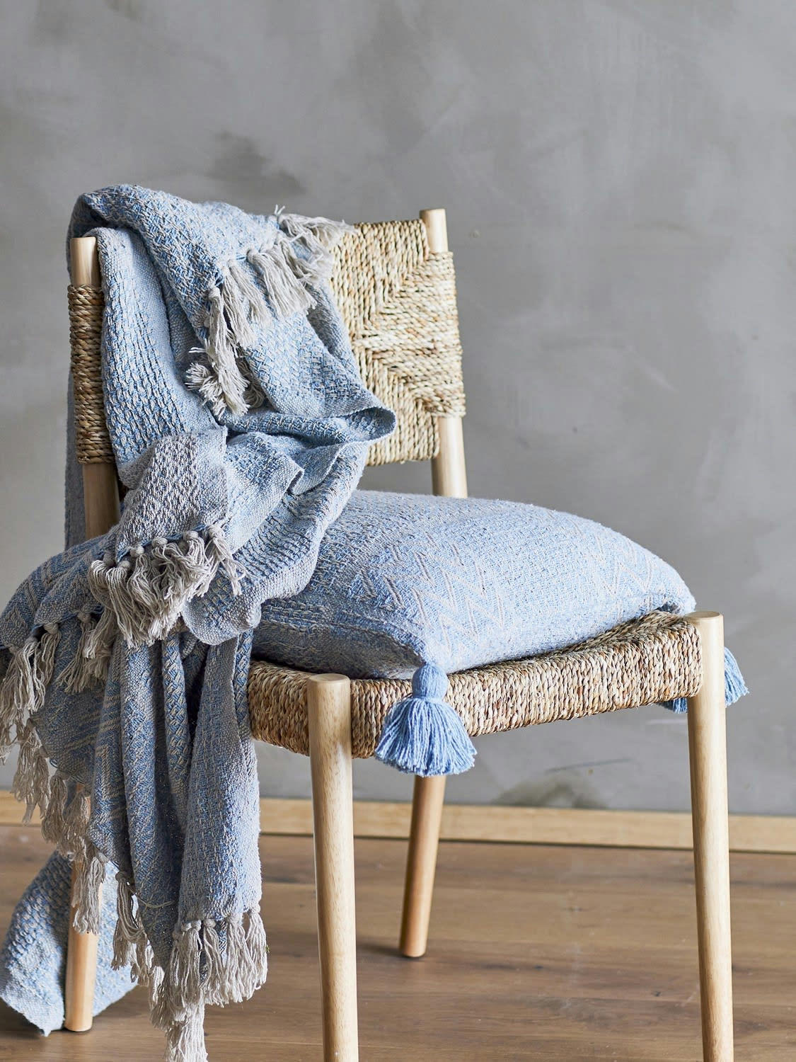 - Couvre-lit Coton Bleu poudré 130X160