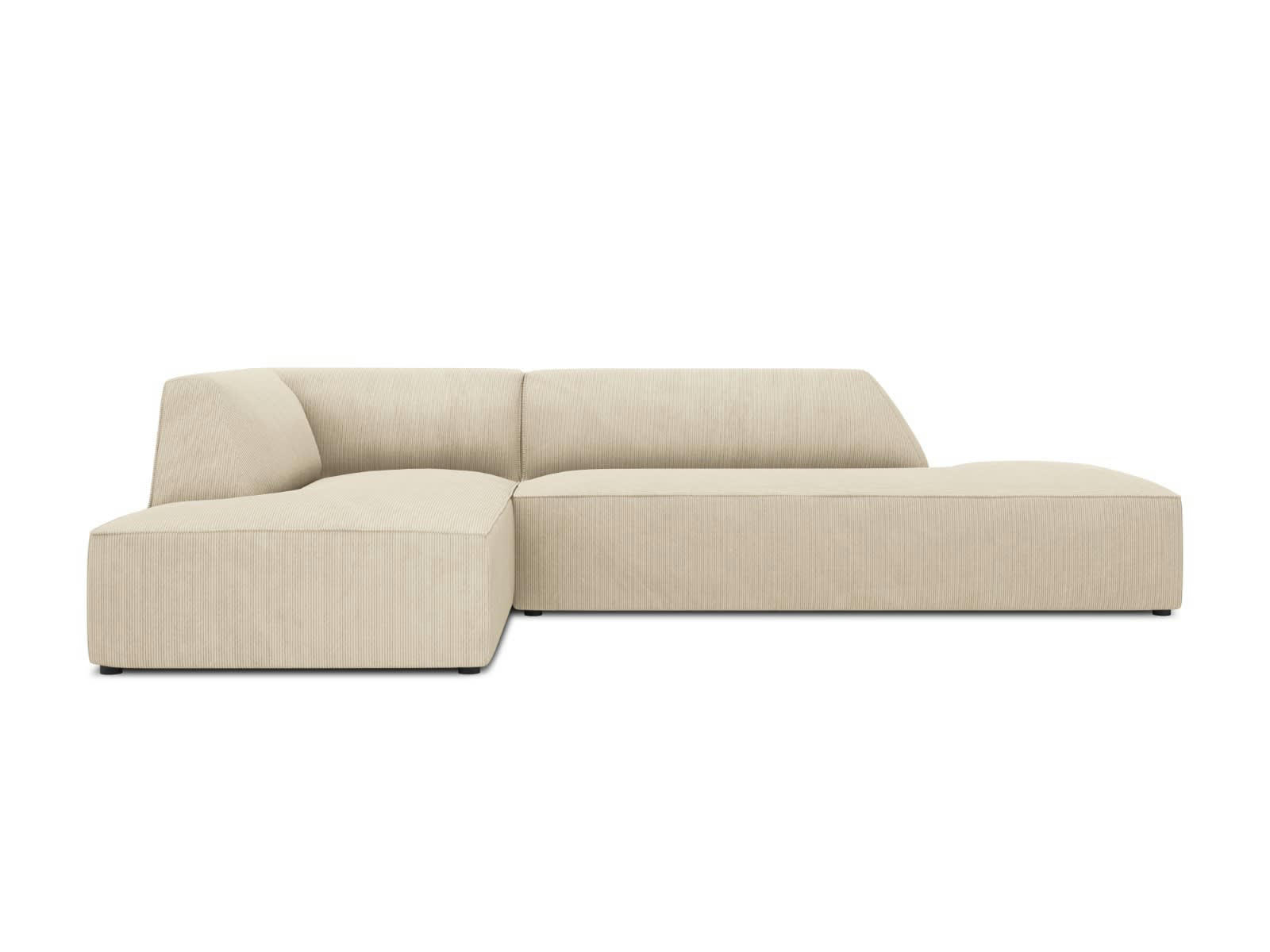 RUBY - Canapé d'angle gauche 4 places en tissu velours côtelé beige clair