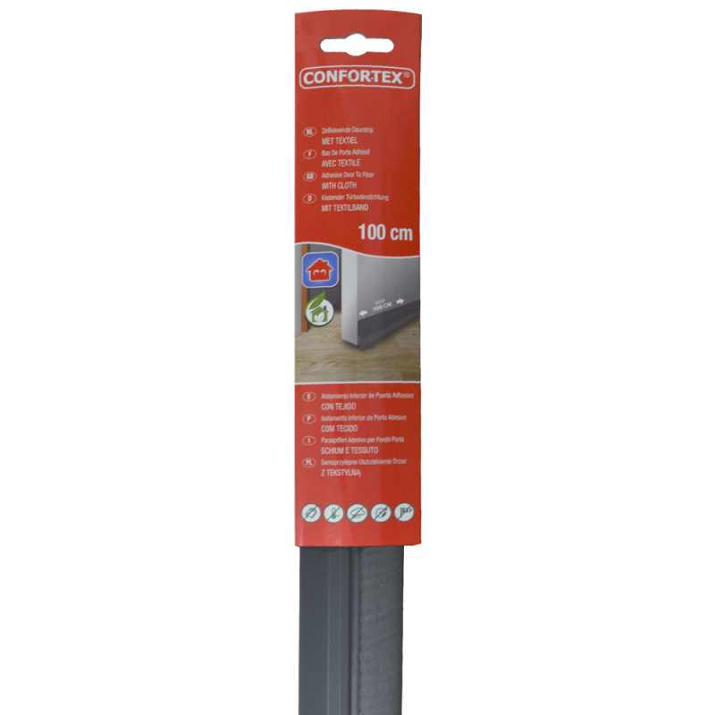 Bas de porte rigide adhésif avec textile gris 100 cm CONFORTEX