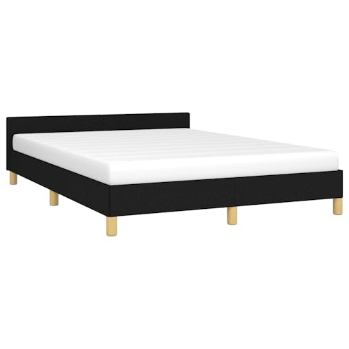 NNEVL Bed Frame with Headboard Black 153x203 cm Queen Fabric