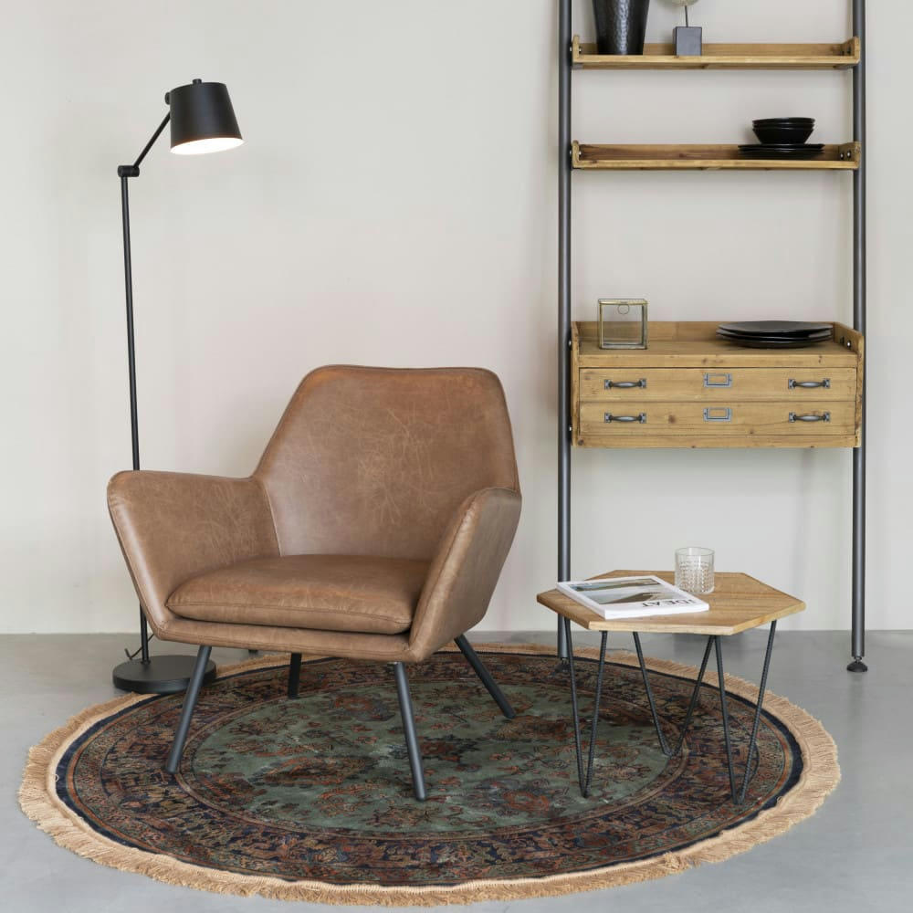 RAZ IV - Tapis persan à franges rouge D160 cm