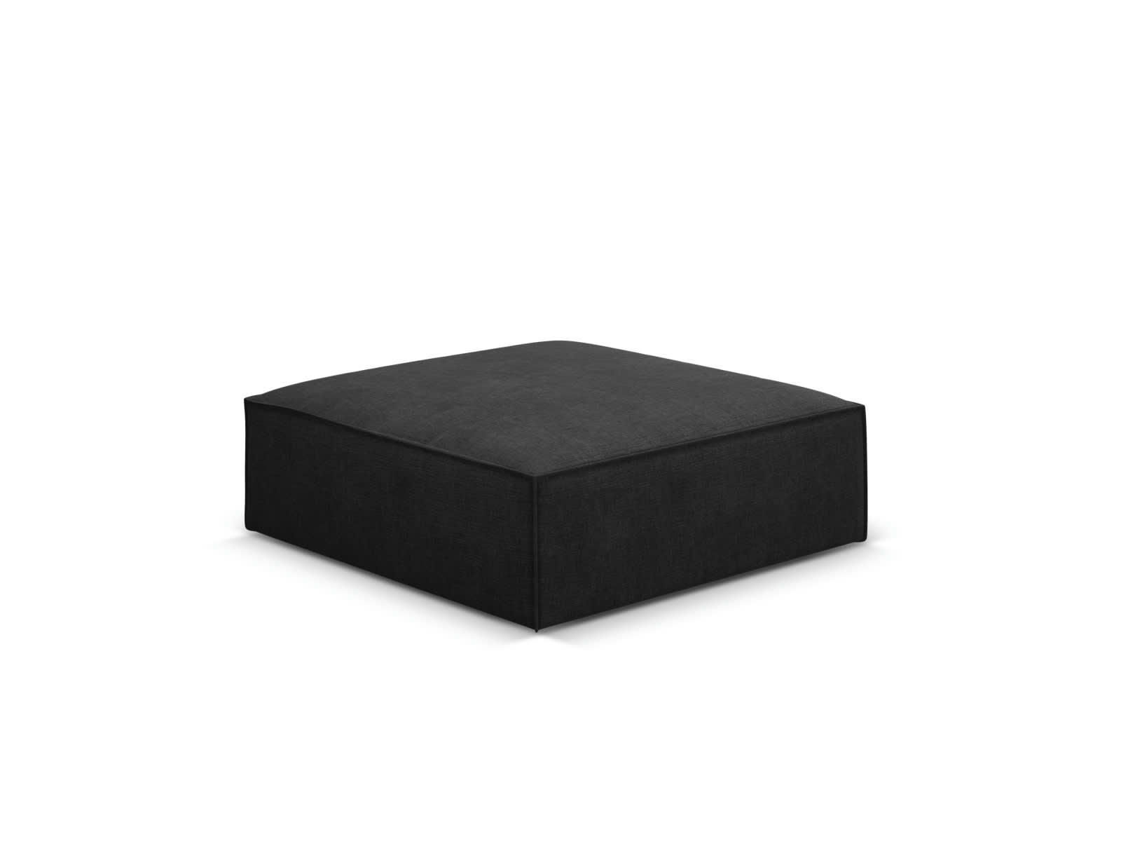 KAELLE - Pouf 1 place en tissu chenille noir