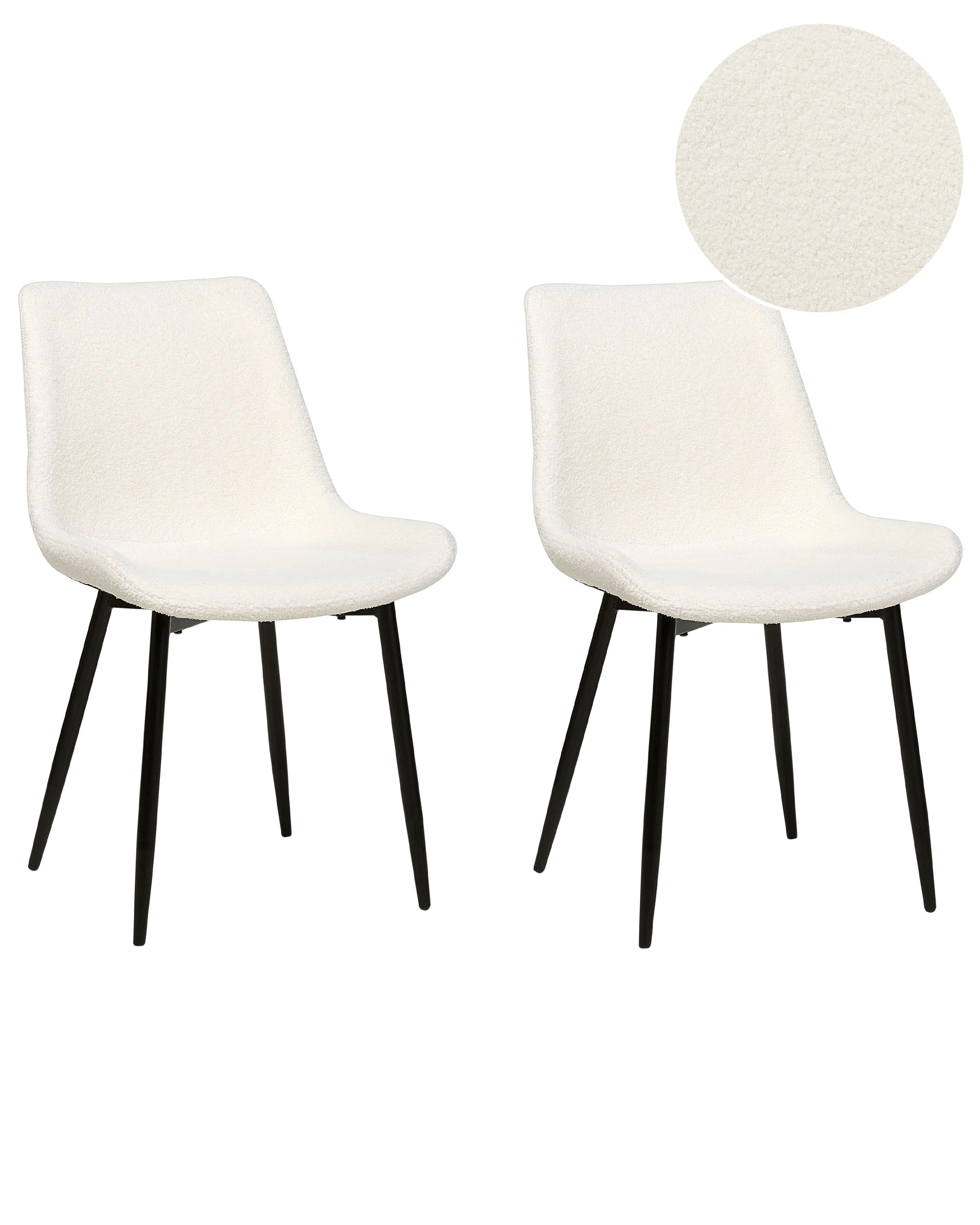 Set of 2 Dining Chairs AVILLA Boucle White