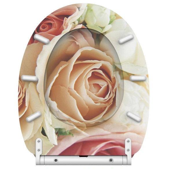 WC-Sitz »Rosa Rose«, Absenkautomatik & Schnellverschluss, Holz