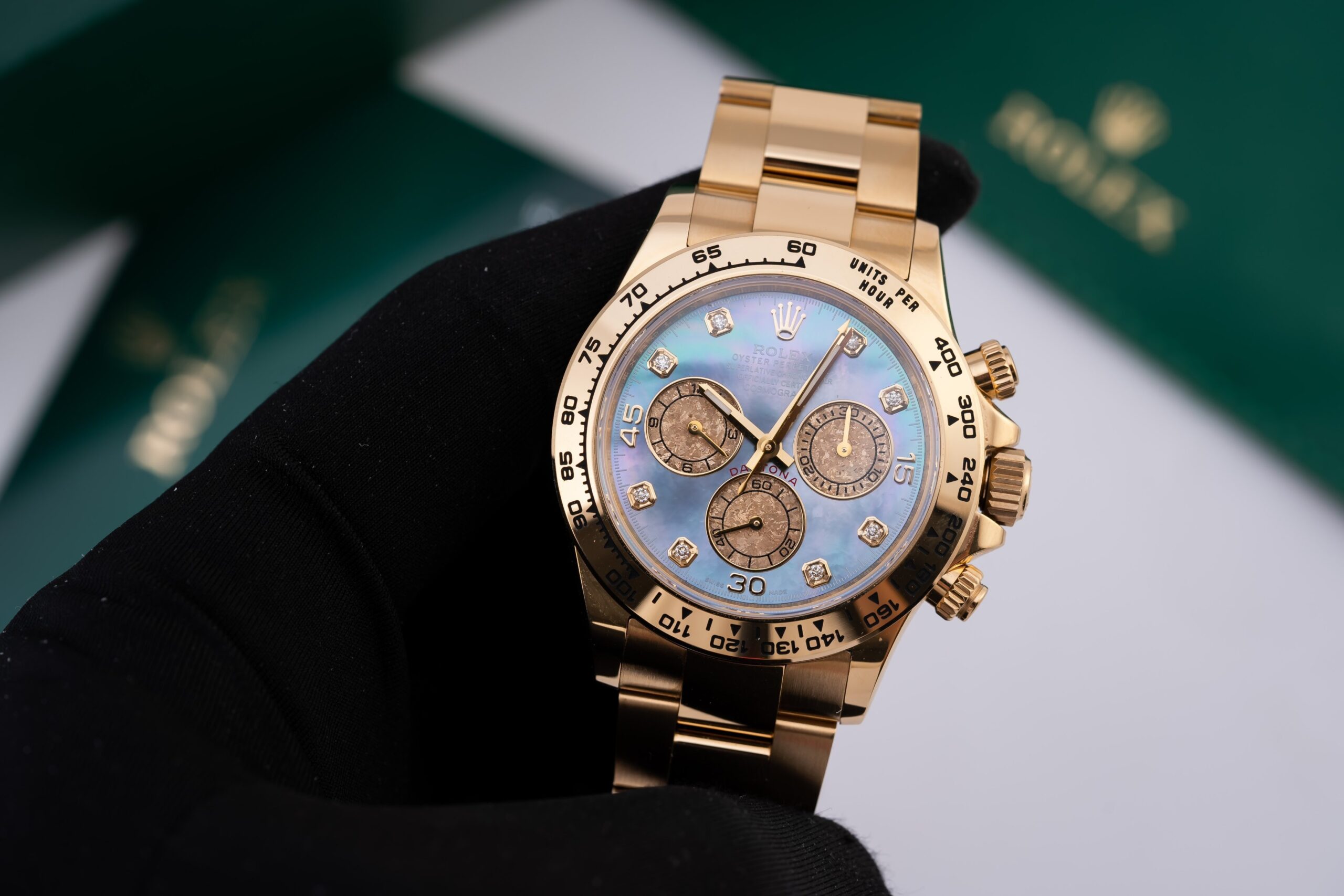 Rolex Daytona 116508 RG Plated Dark MOP Dial CZ Diamonds 40mm Oyster Super Clone