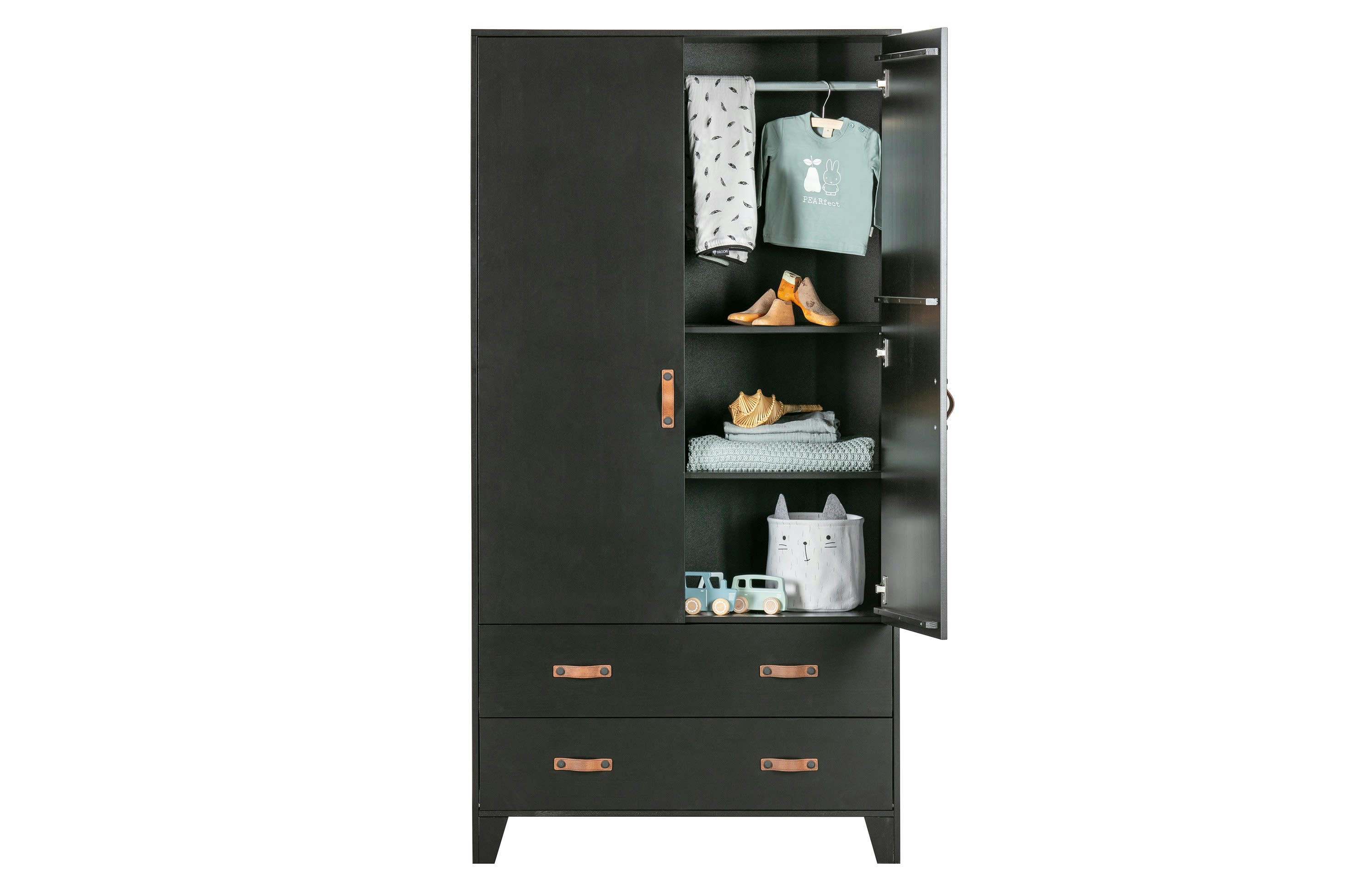 DIAN - Armoire 2 portes en bois noir