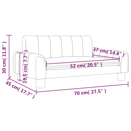NNEVL Kids Sofa Light Grey 70x45x30 cm Fabric
