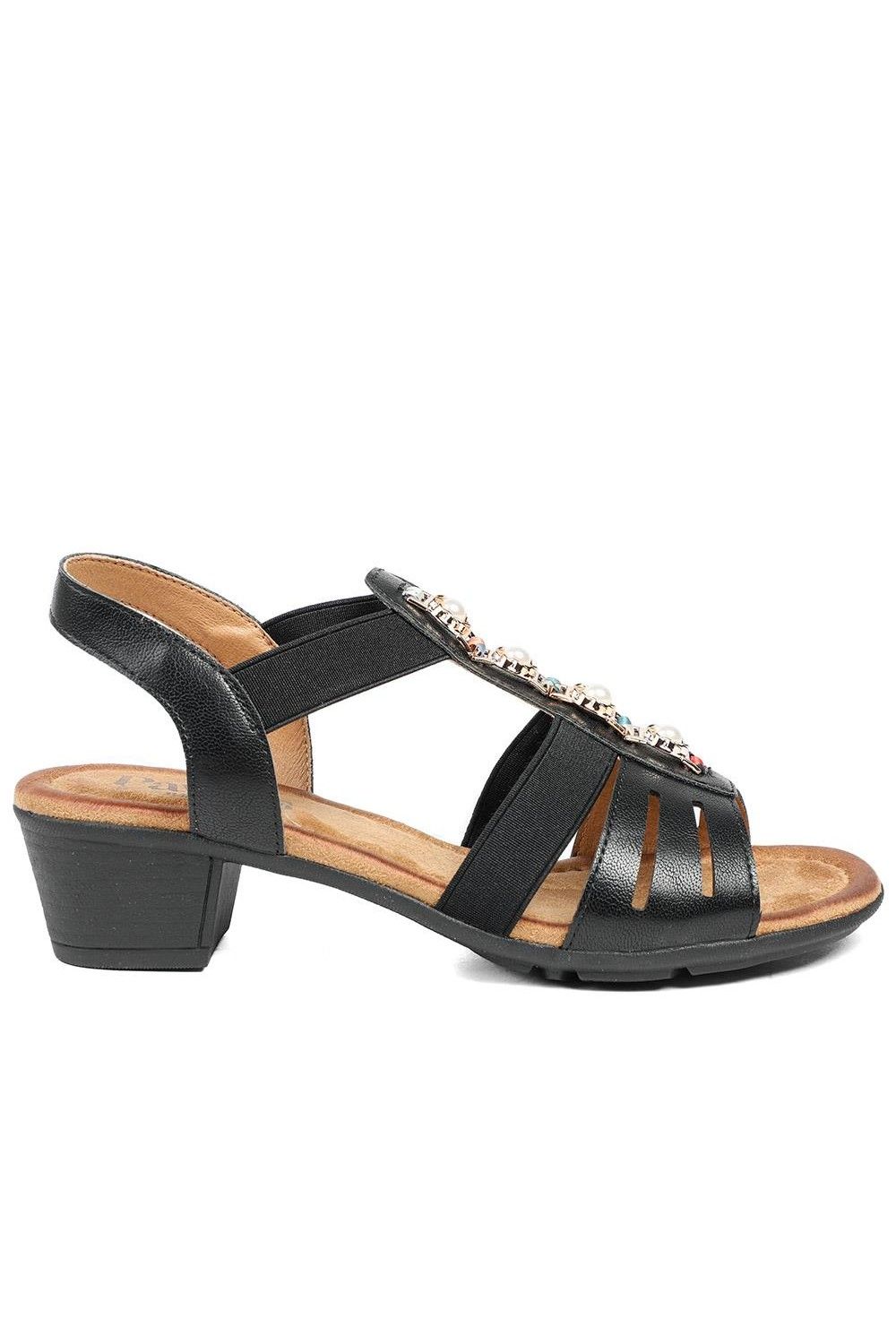 Pavers Wide Fit Jewelled Cuban Heel Sandals