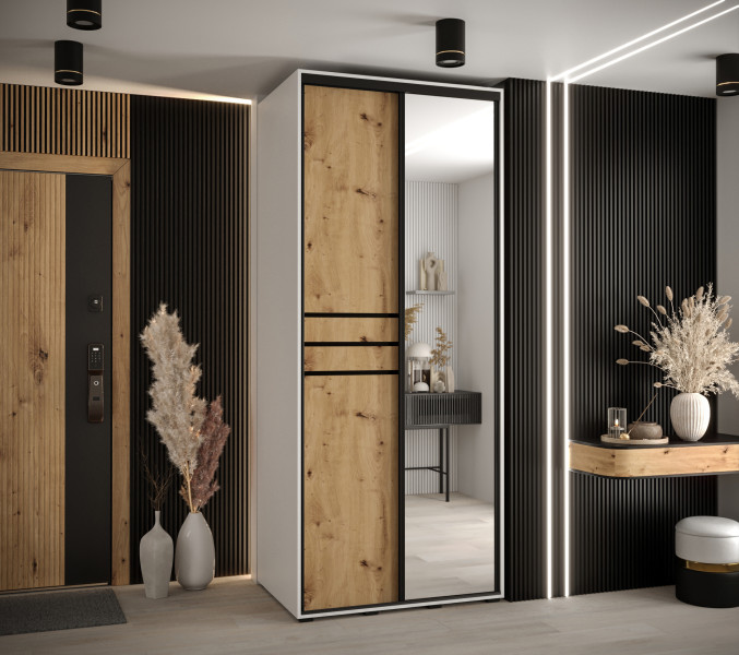 Szafa przesuwna 60 wysoka Davos 11 100 biały artisan czarny