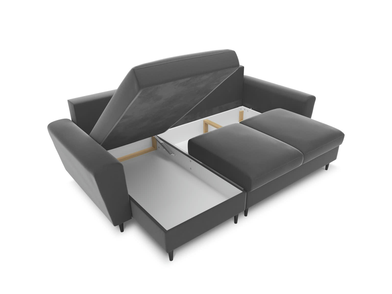MOGHAN - Canapé d'angle reversible, 4 places velours gris clair
