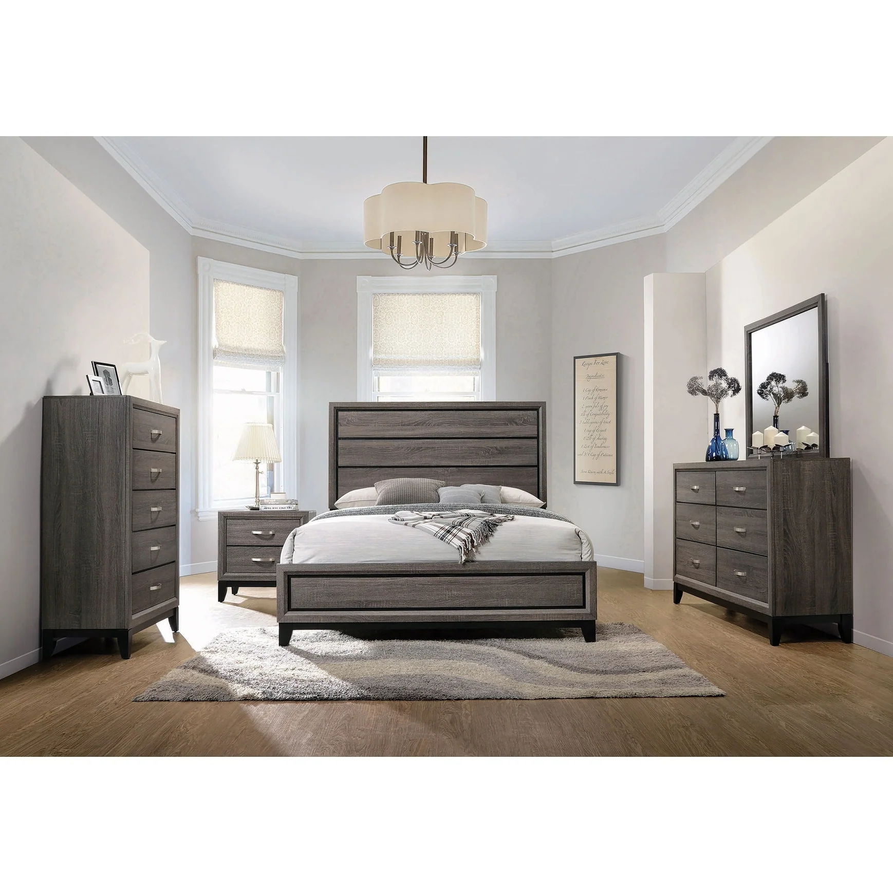 Watson Transitional Panel Grey Oak Bedroom Set
