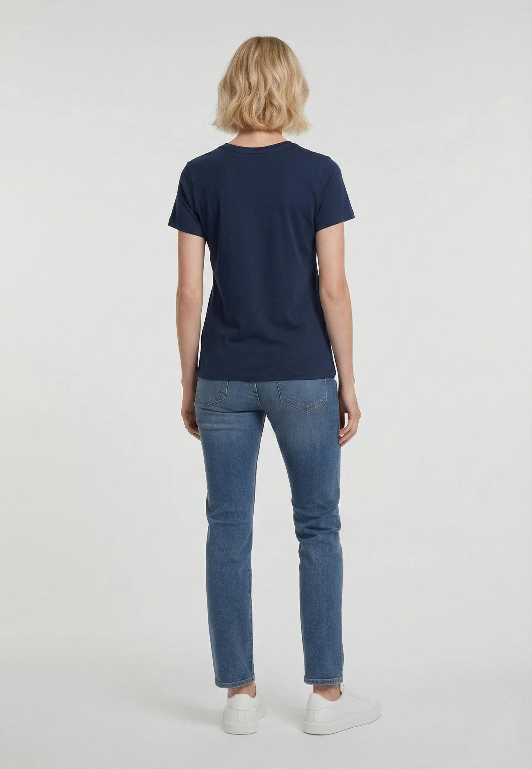 T-shirt manches courtes slim bleu marine coton stretch KRAK