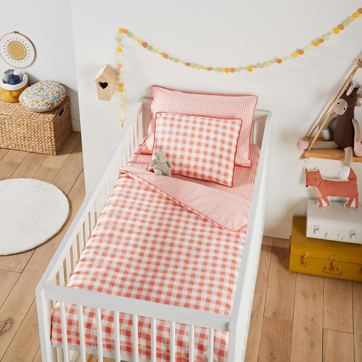 Housse de couette bébé en coton, Vichy