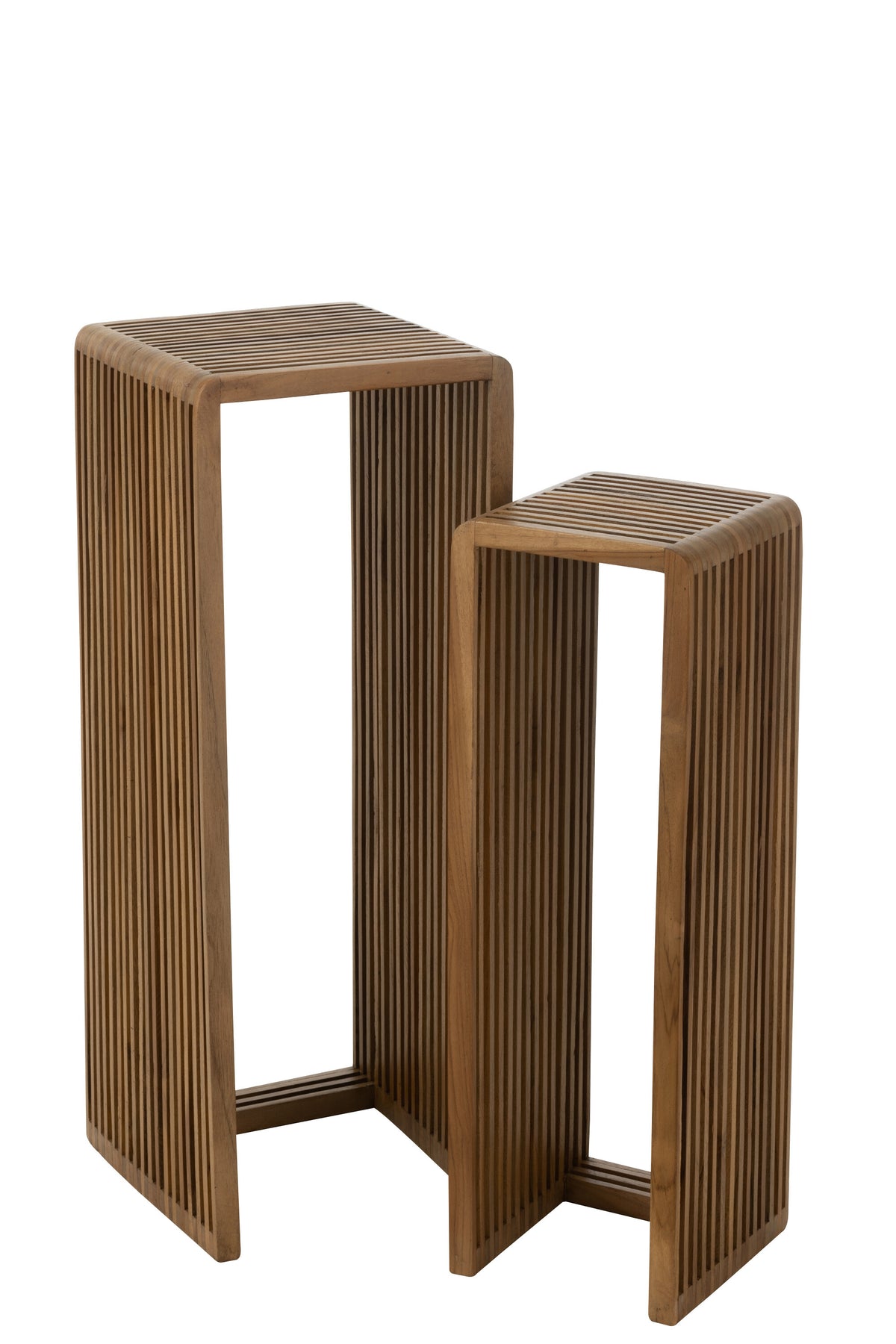 J-Line bijzetafel Kubus - hout - naturel - set van 2