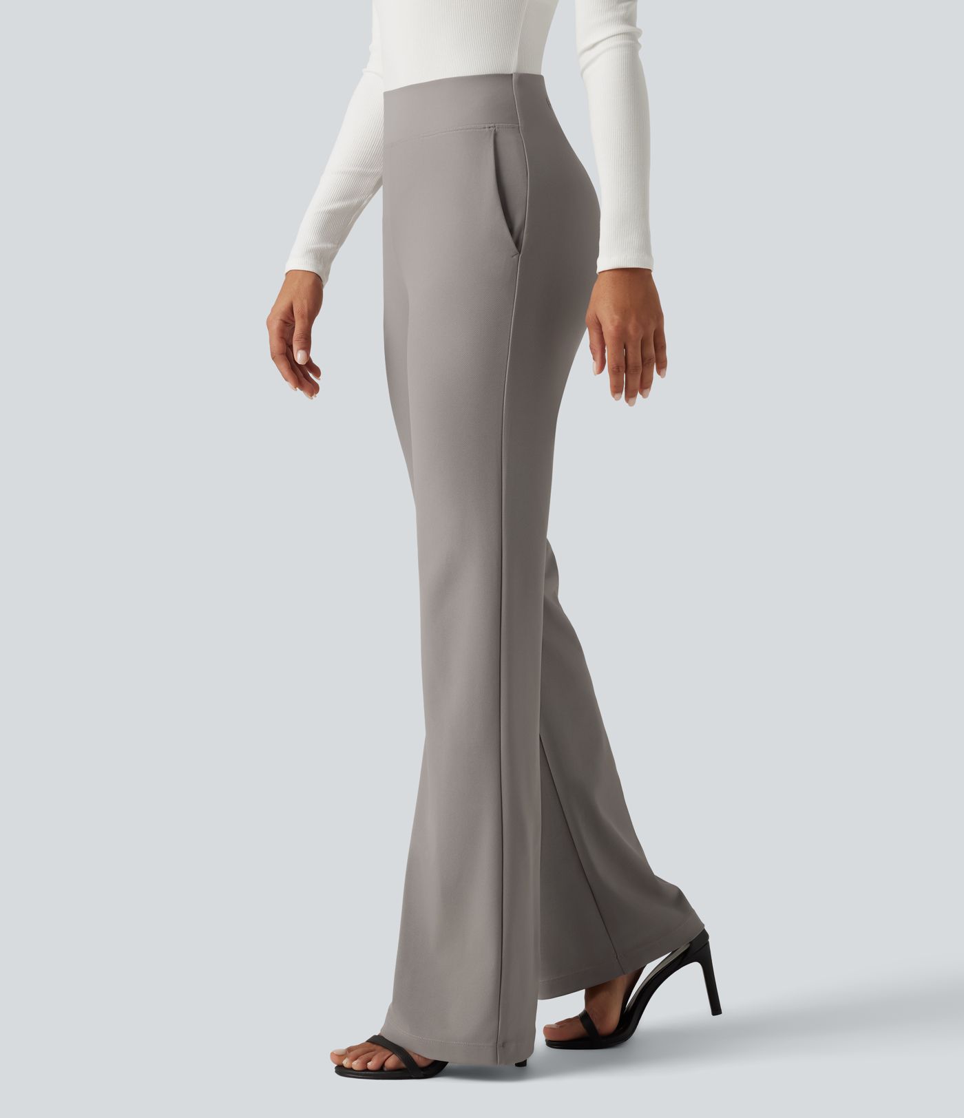 Pantalon de bureau bootcut Halara Flex™ taille haute en sergé avec poches