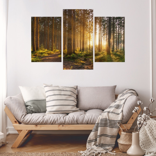 Obraz 3-Częściowy DRZEWA Zachód Słońca 3D 60x40cm
