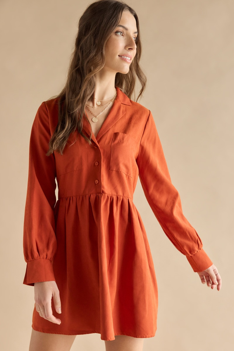 Marilyn Button Collared Swing Mini Dress