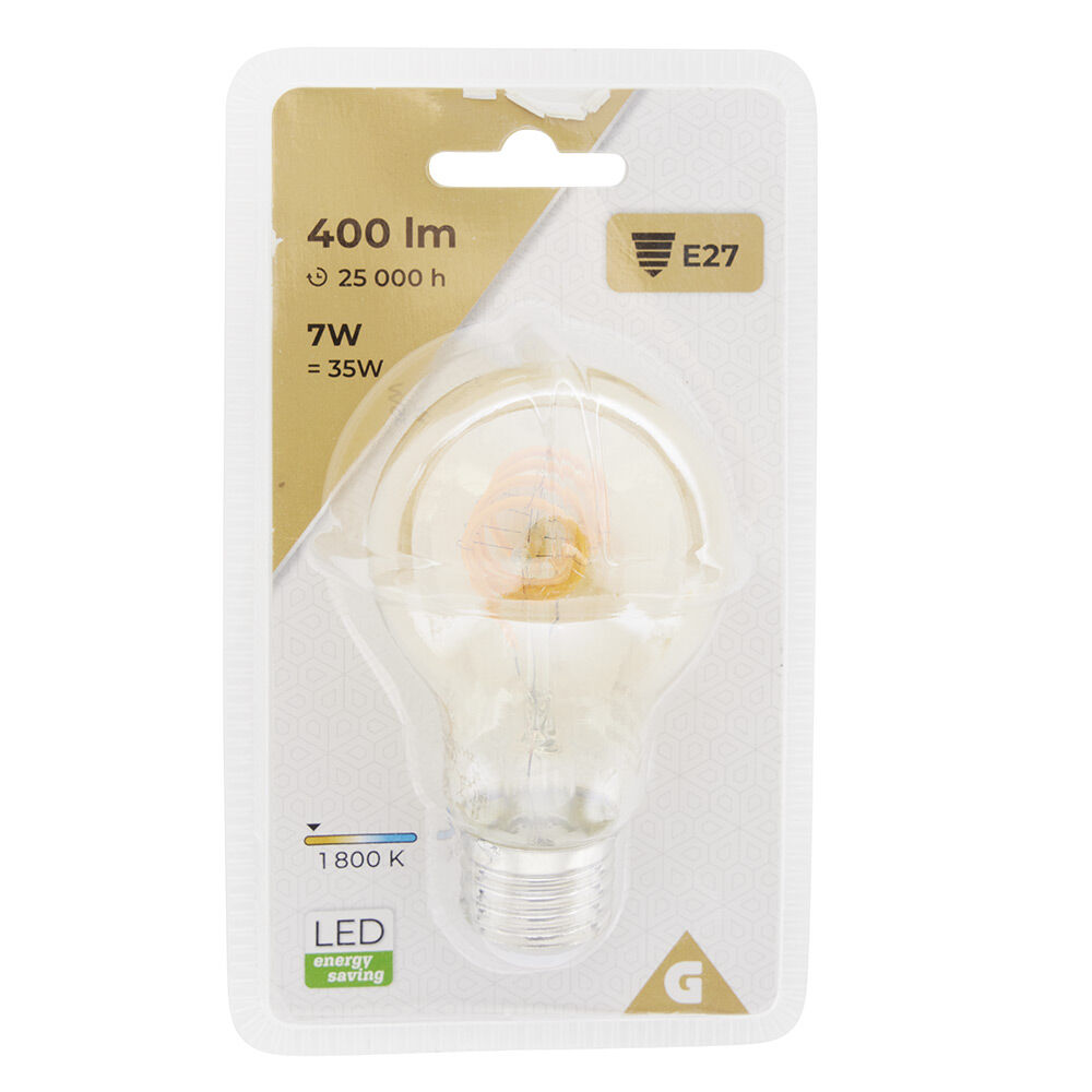 Ampoule déco ambrée blanc chaud E27 A60 7W 400lm