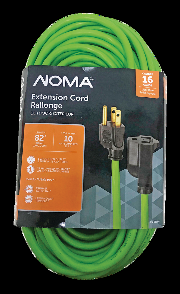 NOMA 82-ft 16/3 Outdoor Extension Cord with Grounded Outlet, Lime Green