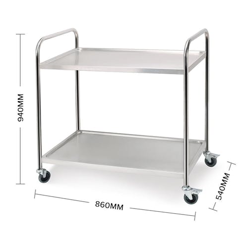 SOGA 2 Tier Stainless Steel Round Kitchen Trolley 86x54x94cm