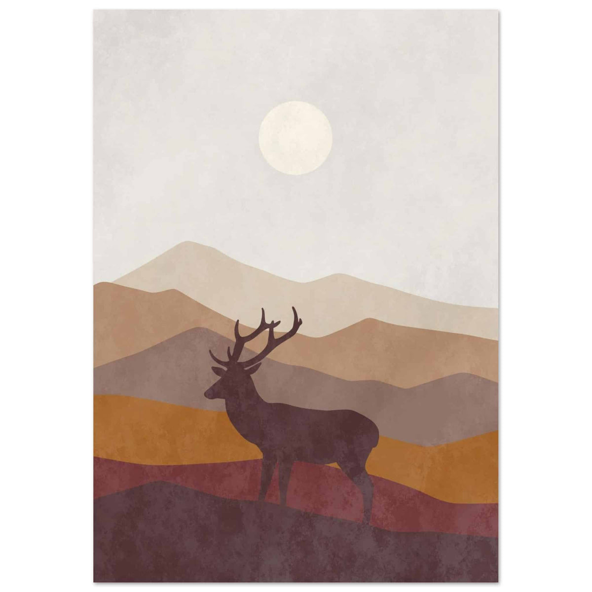 Artfulprints Poster Boho – Highland calm  - A4 21x29.7 cm - Bruin