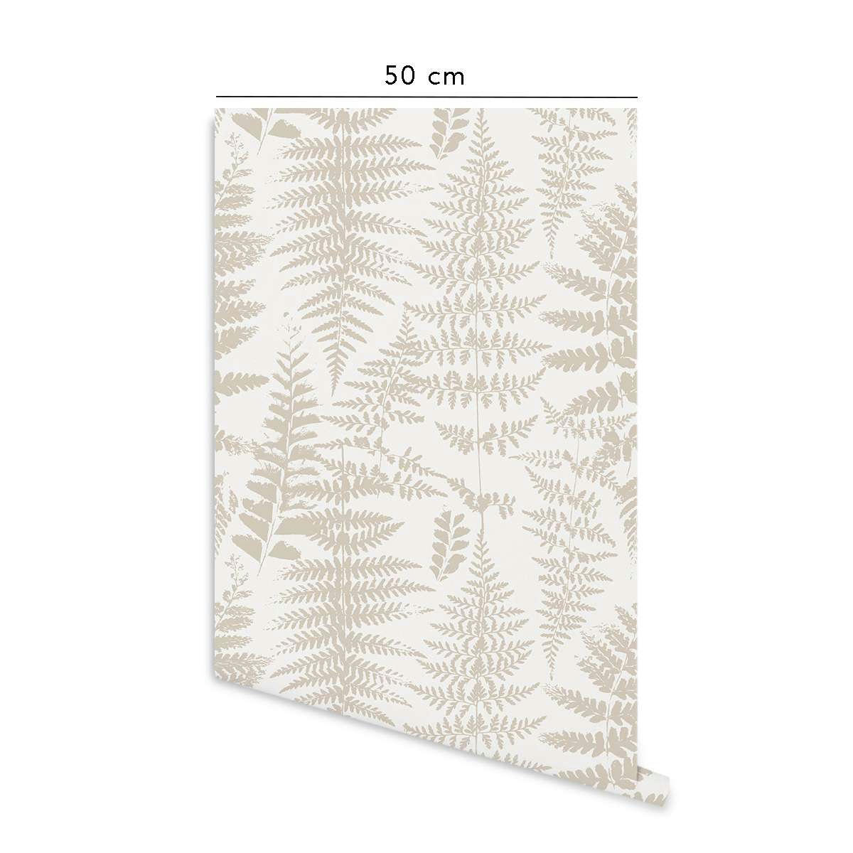 FERN - Papier peint vinyle adhésif fougère écru 50x300 cm