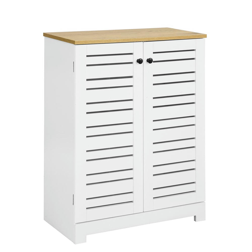 - Placard de rangement avec 2 portes persiennes effet bois blanc