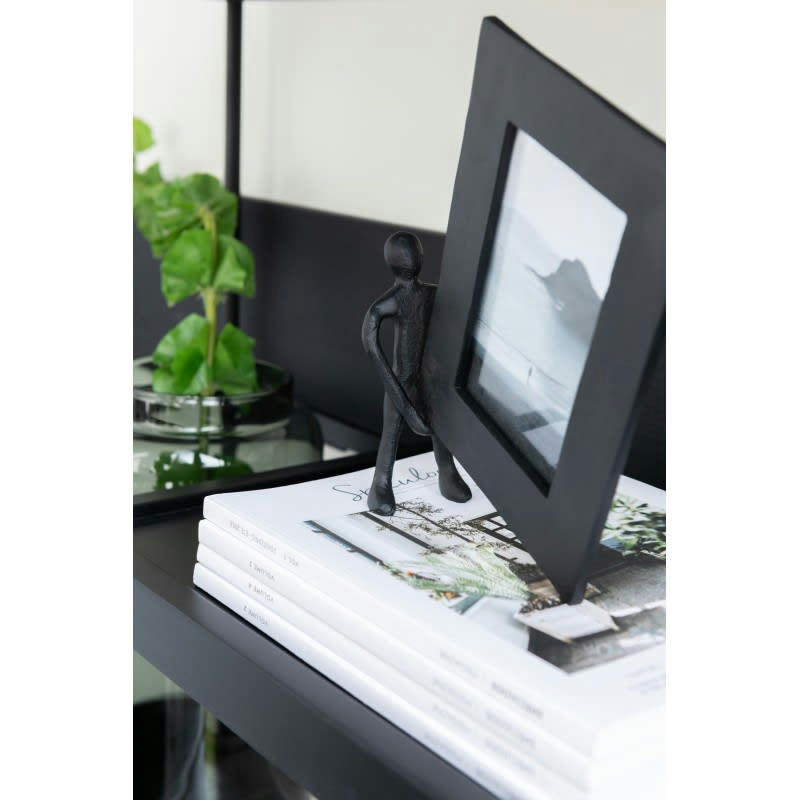 PERSONNAGE - Cadre photo alu marbre noir H25cm