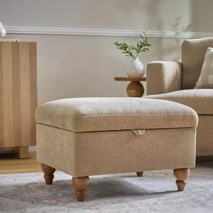 Habitat Matilda Fabric Storage Footstool - Mink