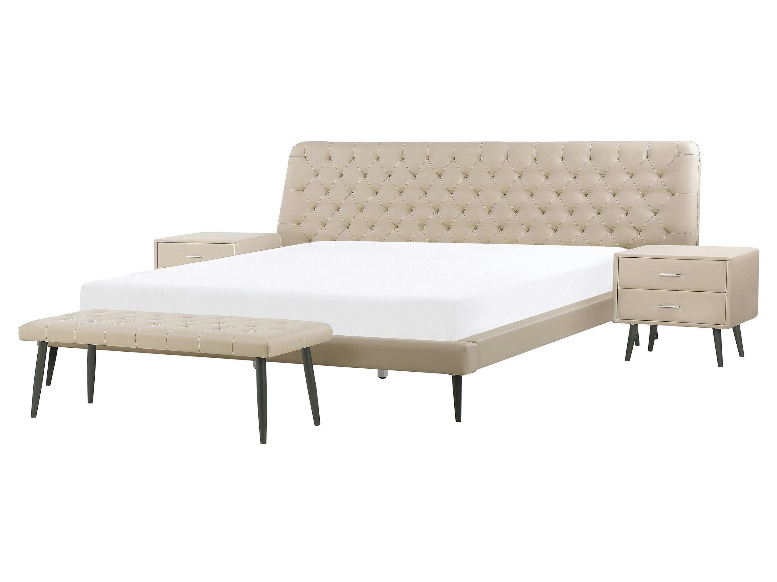 ESSONNE - Set de chambre en cuir pu beige