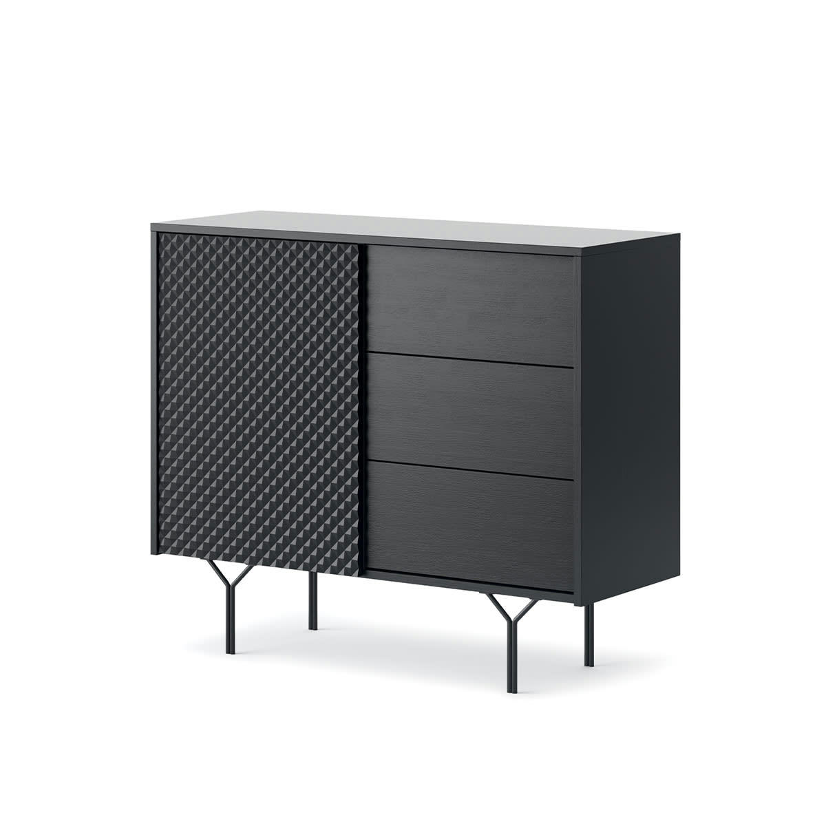 - Buffet 1 porte 3 tiroirs iron noir