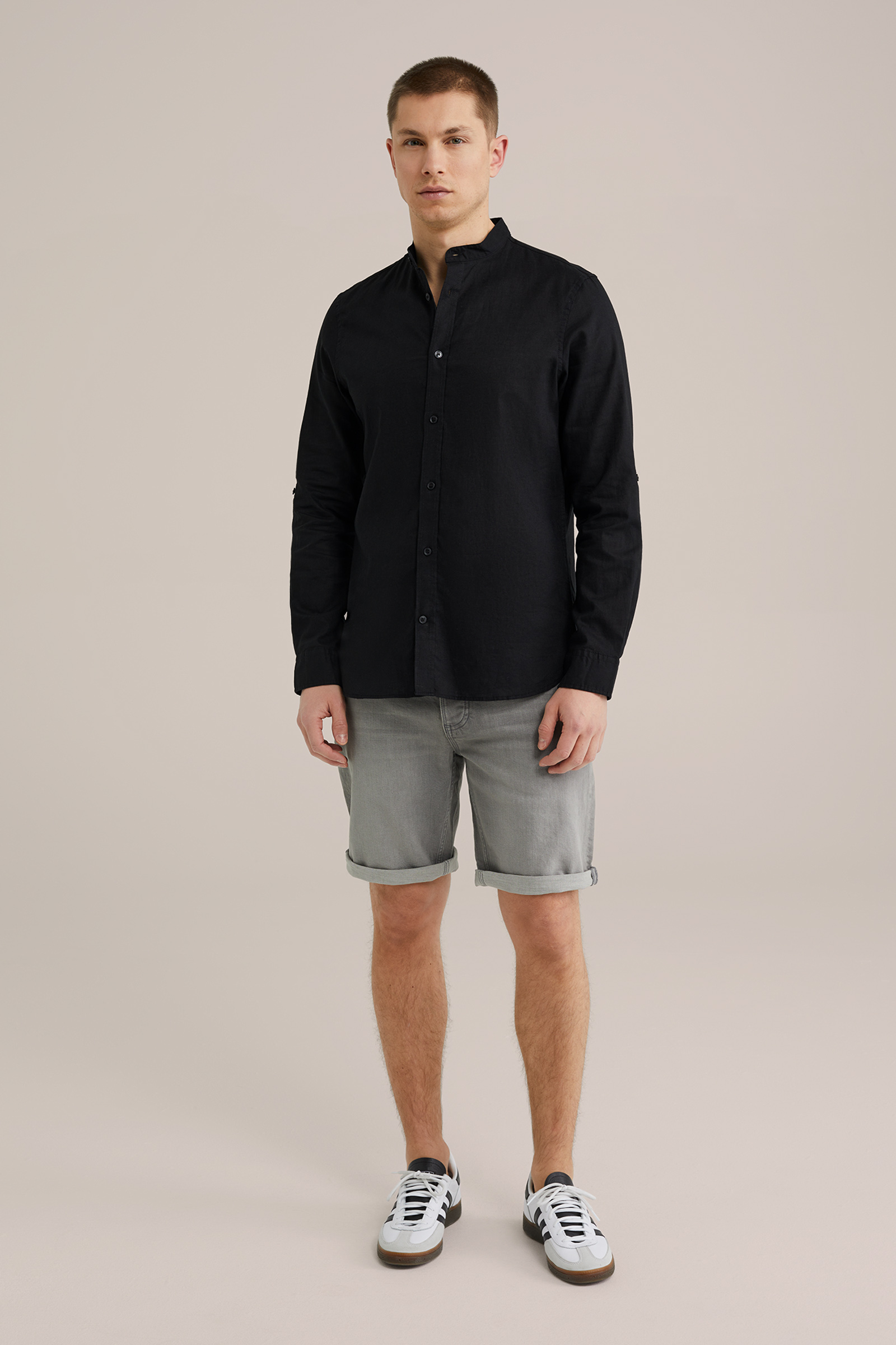 Heren Easy care regular fit overhemd van linnenmix