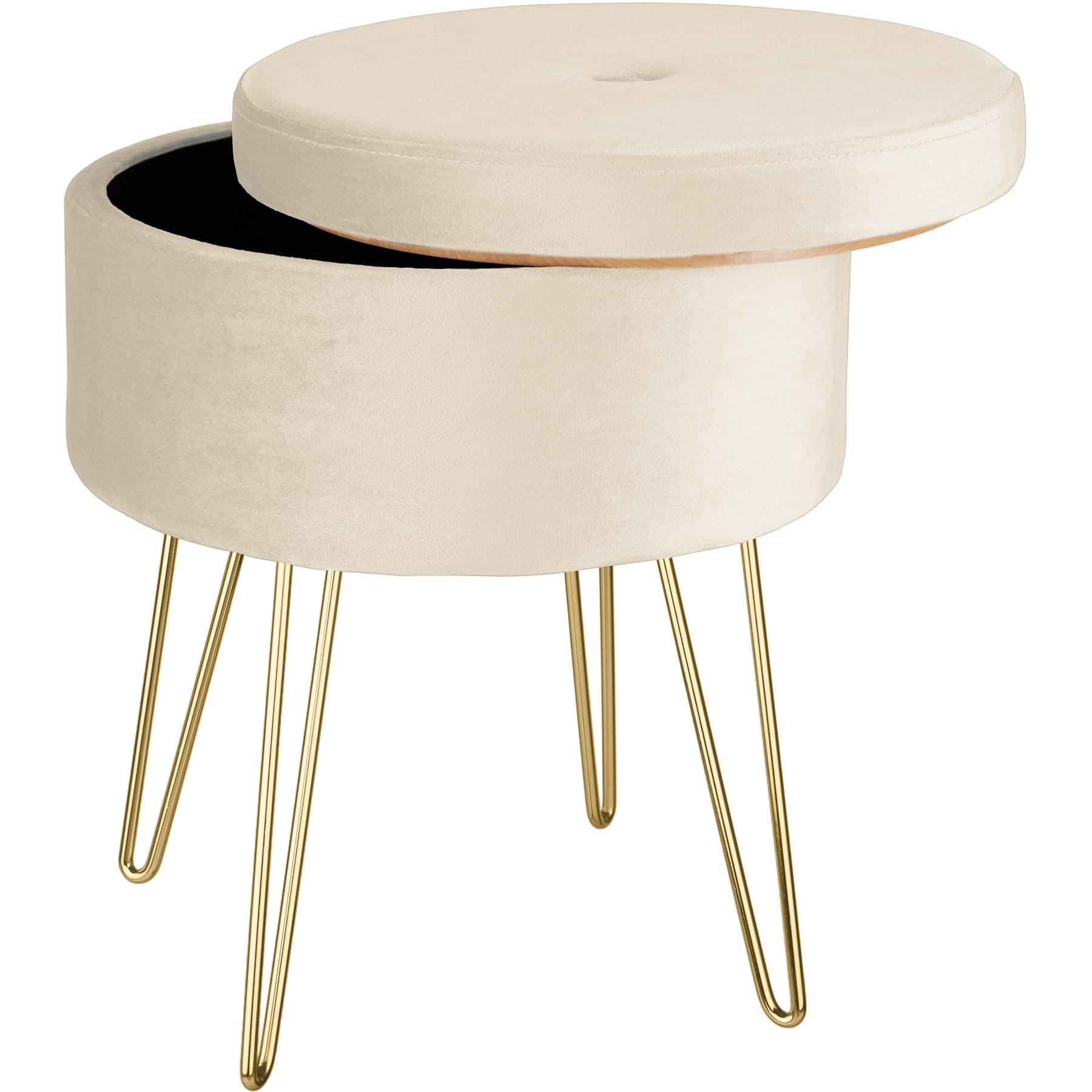 - Banc Tabouret Coffre de rangement Rond crème