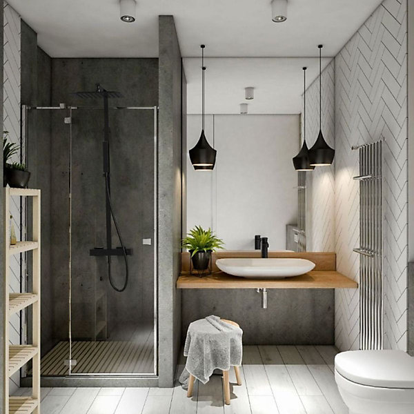 Colonne de douche noire avec mitigeur mécanique Essebagno Kiara