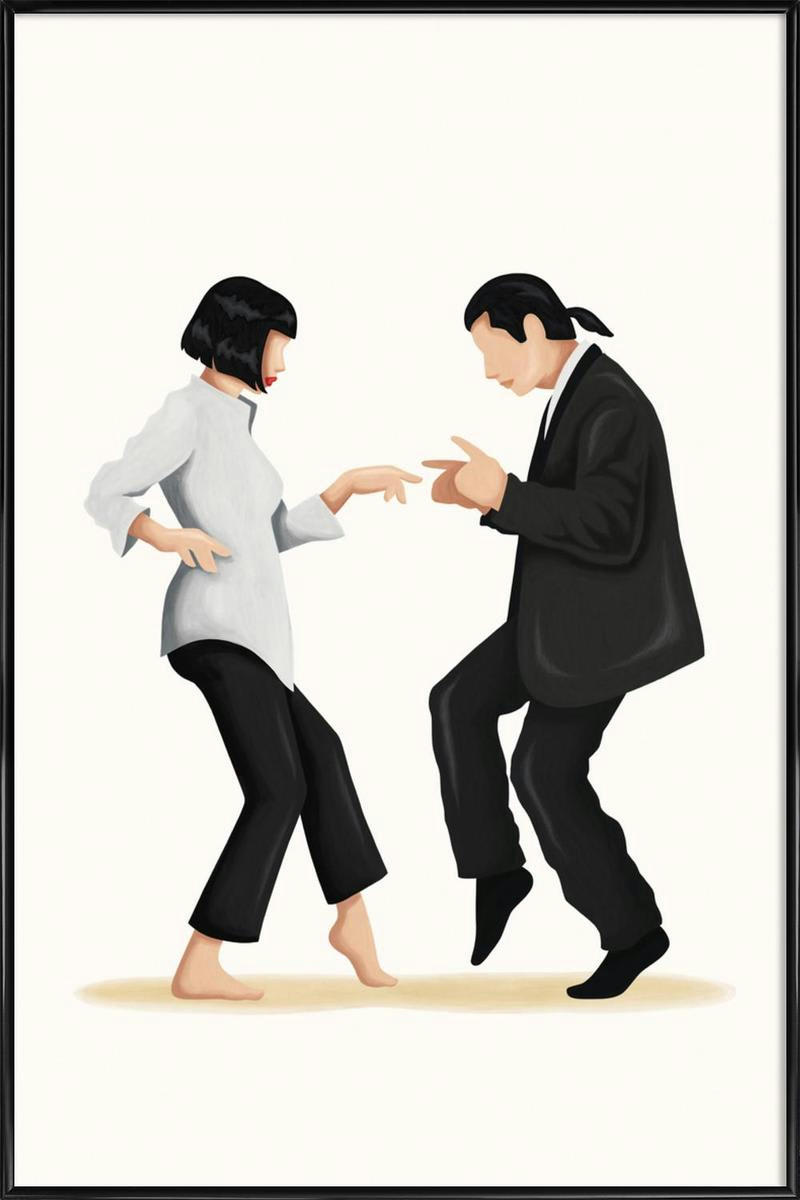 PULP FICTION - Affiche dans cadre standard (noir) gris & noir 40x60